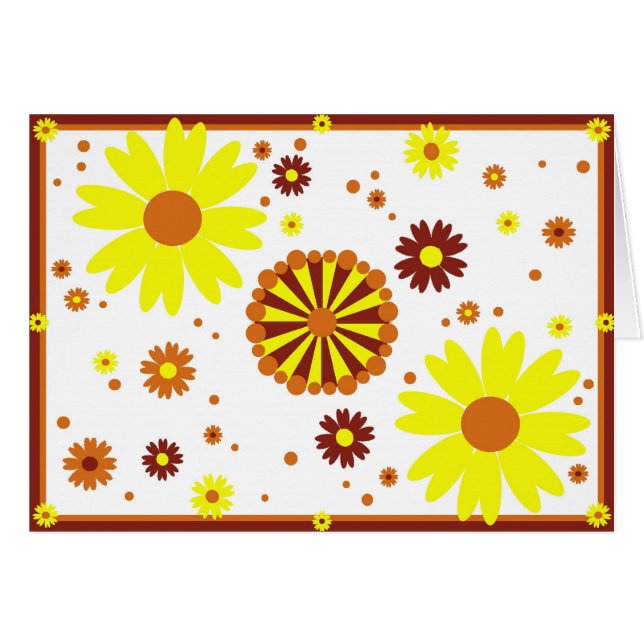 Carte jaune et Brown de fleurs (Devant horizontal)