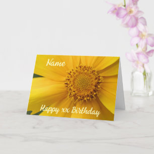 Carte Jaune Fleur Pétales Personnalisé Anniversaire
