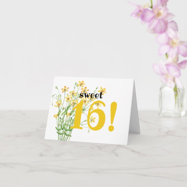 Carte Jaune Fleur sauvage doux 16e anniversaire (Orchidée)