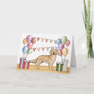 Carte Jaune Golden Retriever Coloré Pastel Anniversaire