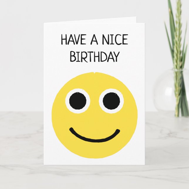 Carte Jaune joyeux visage souriant Emoji Emoticon annive (Devant)