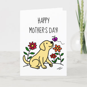 Carte Jaune Labrador et Green Mother's Day