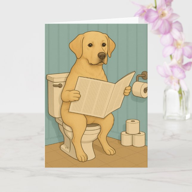 Carte Jaune Labrador Lecture journal sur Toilet (Orchidée)