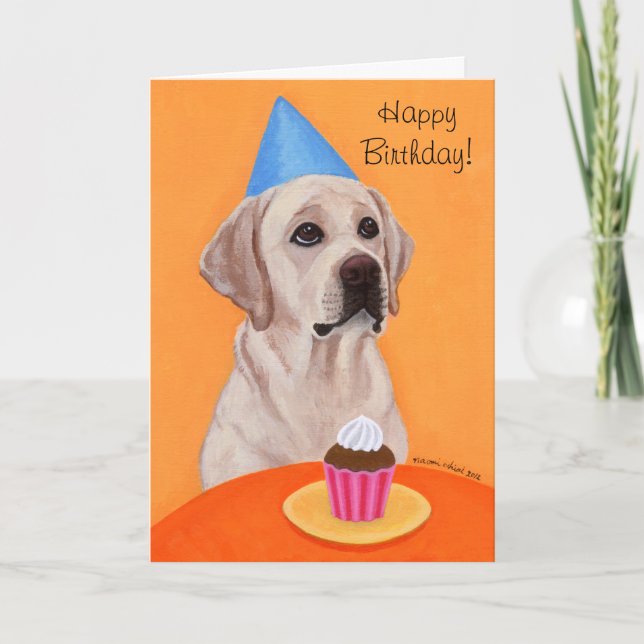 Carte Jaune Labrador Peinture de cupcake (Devant)