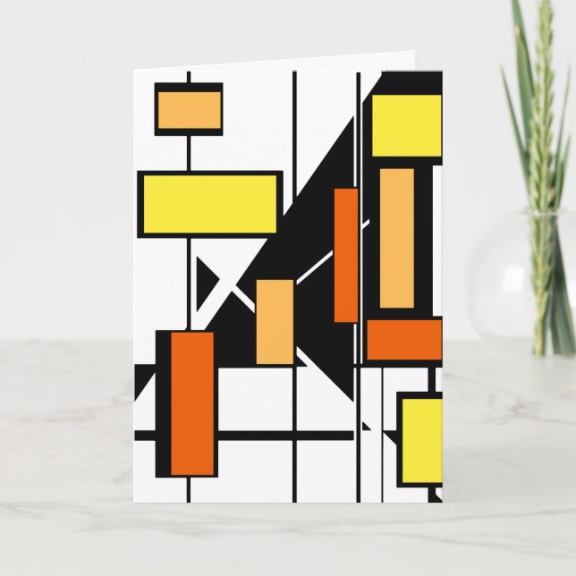 Carte Jaune Orange Noir Blanc Formes MCM Art (Devant)