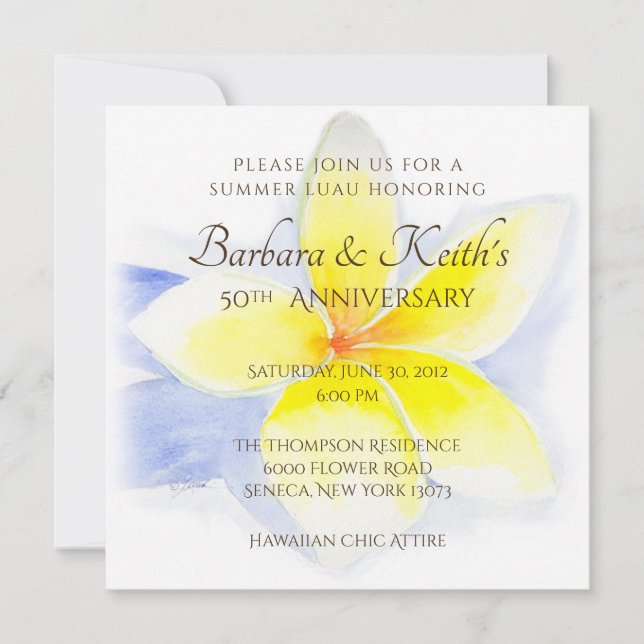 Carte Jaune Plumeria 50e Anniversaire (Devant)