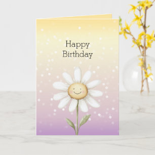 Carte Jaune Violet Blanc Bokeh Points Marguerite Anniver