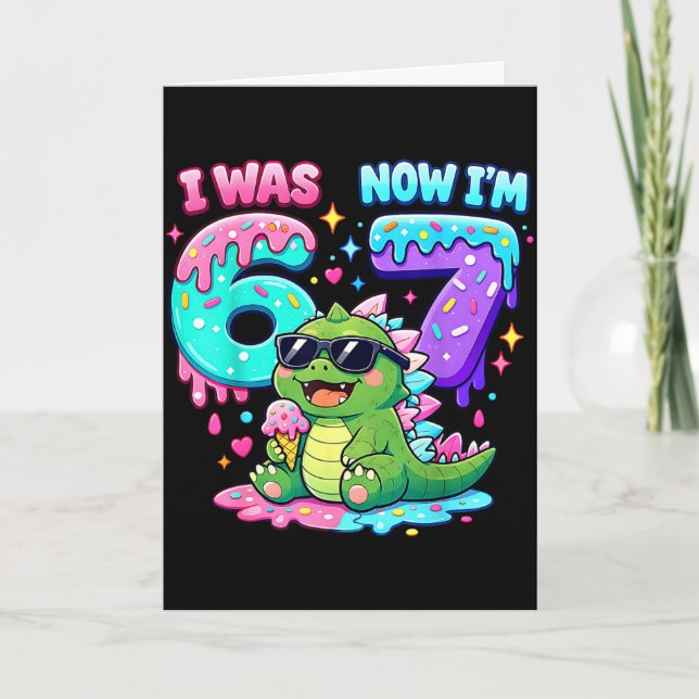 Carte J'avais 6 ans j'ai 7 ans anniversaire 67 mème kaij (Devant)