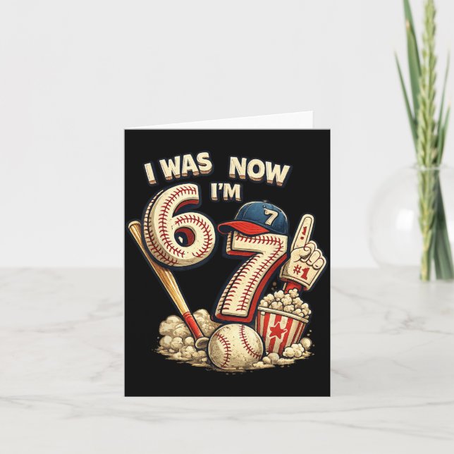 Carte J'avais 6 ans, j'ai 7 ans, anniversaire de basebal (Devant)