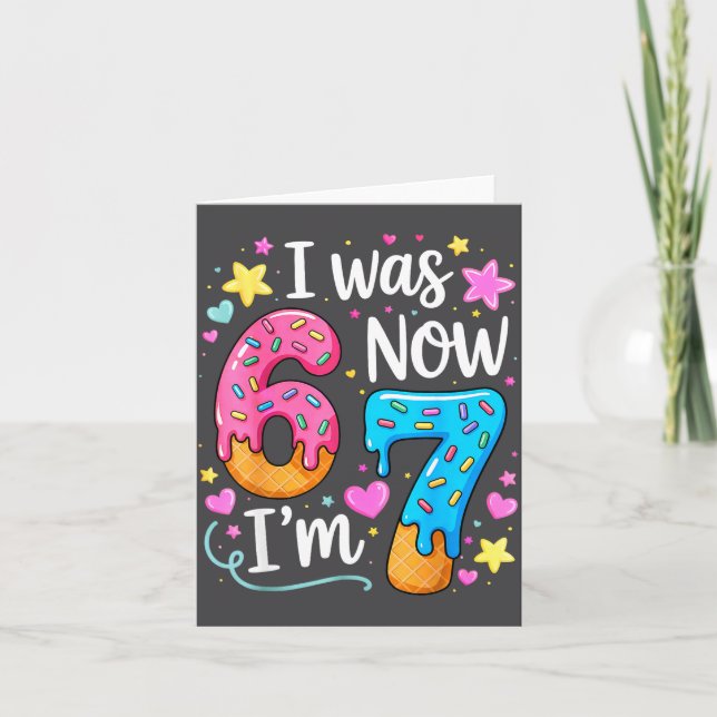 Carte J'avais 6 ans maintenant j'ai 7 ans Anniversaire E (Devant)