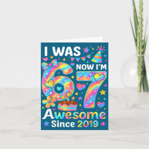 Carte J'avais 6 ans maintenant j'ai 7 ans Tie Dye Annive