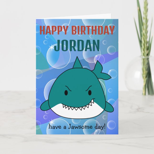 Carte Jawsome Shark Birthday Personnalisé (Devant)