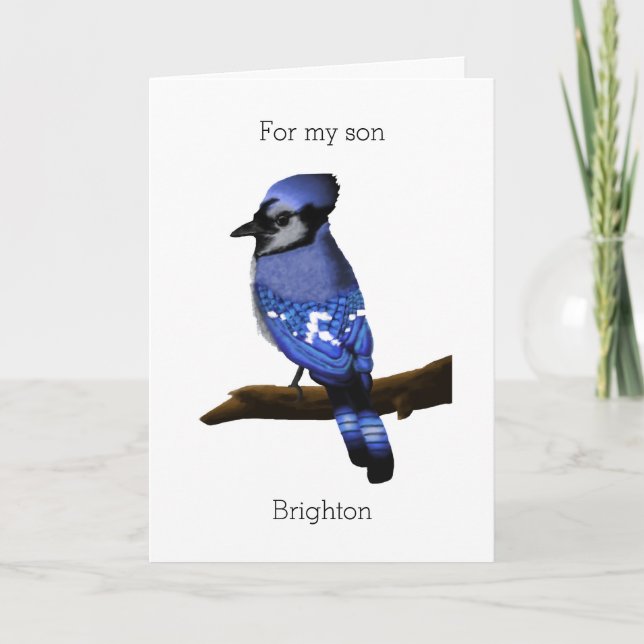 Carte Jay Bleu Personnalisé Pour Mon Fils Anniversaire (Devant)