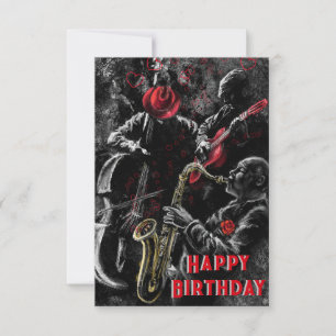 Carte Jazz Music Band Musical Birthday Card