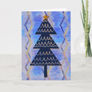 Carte Jazzy Blue Modern Vintage Noël Arbre de Noël
