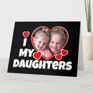 Carte J'Coeur Mes Filles Salutation photo personnalisée