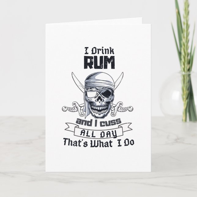 Carte Je Bois Du Rhum Pirate Crâne Drôle Costume (Devant)