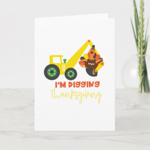 Carte Je creuse Thanksgiving Turquie Tracteur mignon enf