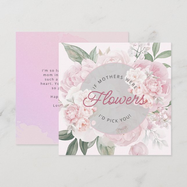 Carte Je cueillirais pour vous des pivoines pour la fête (Devant / Derrière)