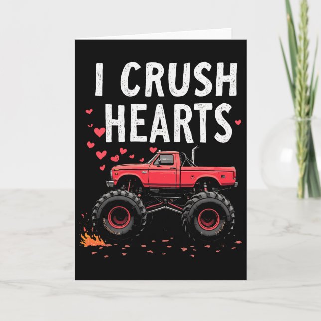 Carte Je écrase les coeurs Monster Truck Saint-Valentin  (Devant)