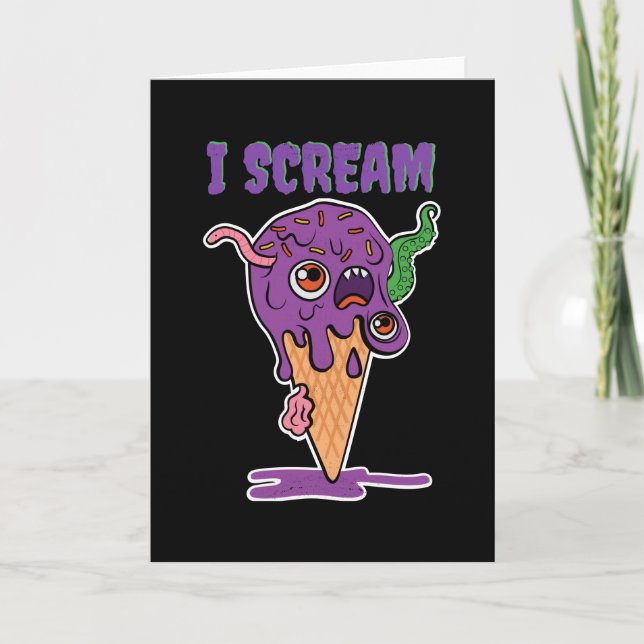 Carte Je hurle Glace Cream Funny Halloween Kids Kawaii (Devant)