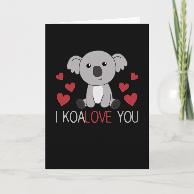 Carte Je Koalove vous cute koala avec des coeurs Animaux (Devant)