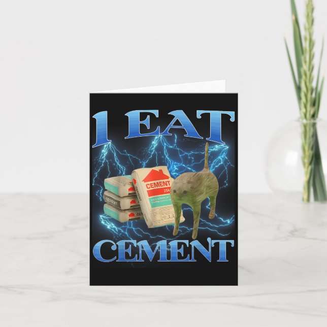 Carte Je Mange Cement Drôle Chat Mème Internet Mèmes Drô (Devant)