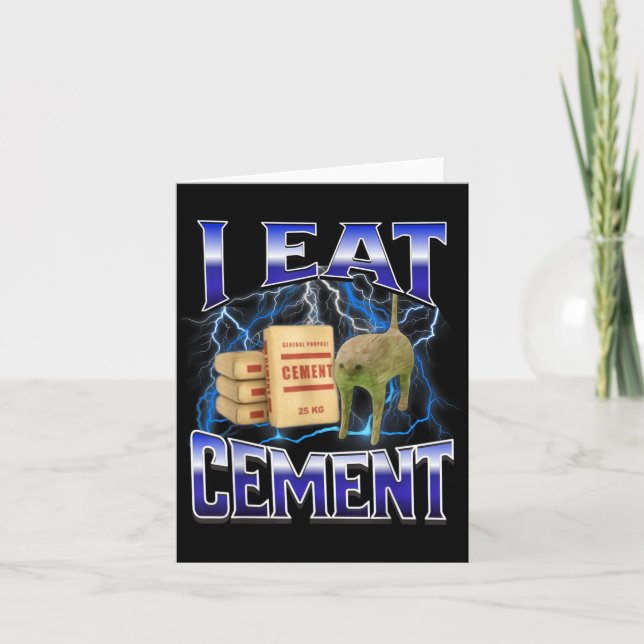 Carte Je Mange Cement Drôle Chat Mème Internet Mèmes Drô (Devant)