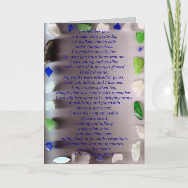 Carte Je me souviens de toi comme si seulement yeste... (Devant)