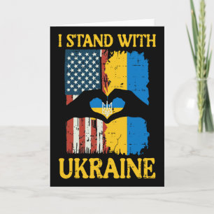 Carte Je me tiens avec le drapeau américain de l'Ukraine