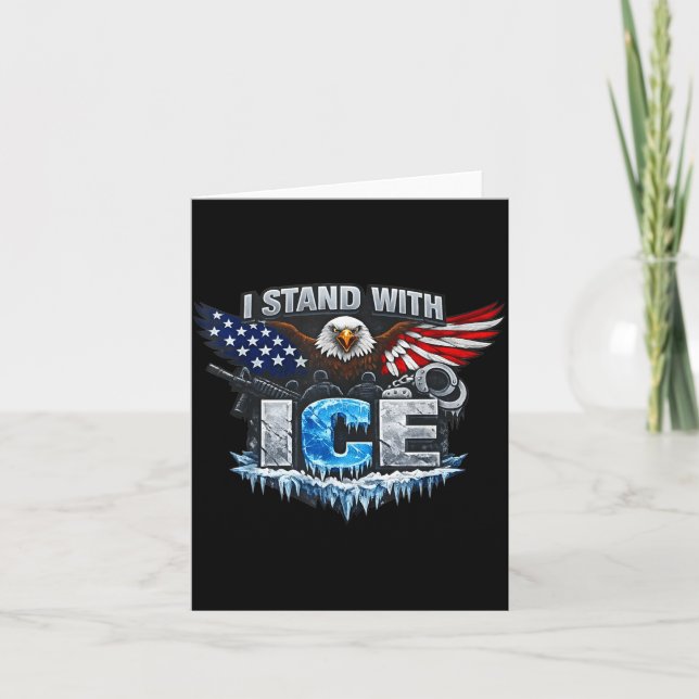 Carte Je me tiens avec un support de glace en glace  (Devant)