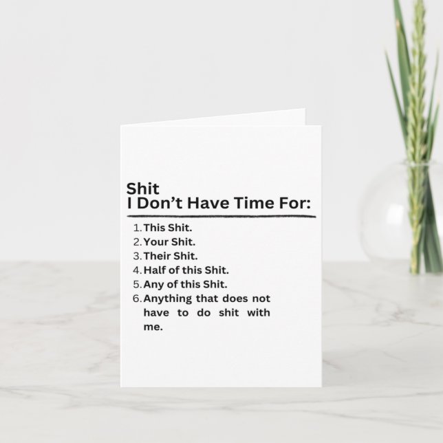 Carte Je n'ai pas le temps pour Sticker (Devant)