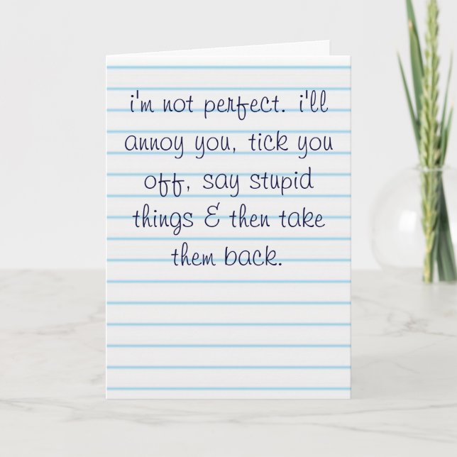 Carte Je ne suis pas parfait (Devant)