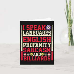 Carte Je Parle 4 Langues Profanité Sarcasme Et Billard