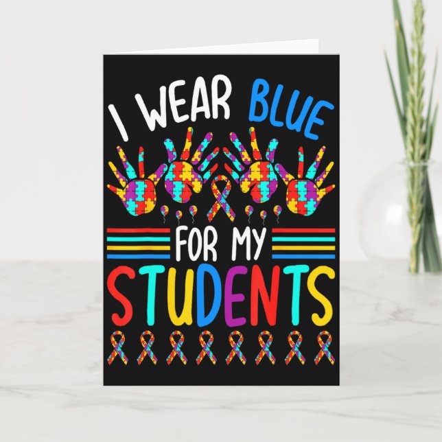 Carte Je Porte Du Bleu Pour Mes Étudiants Sensibilisatio (Devant)
