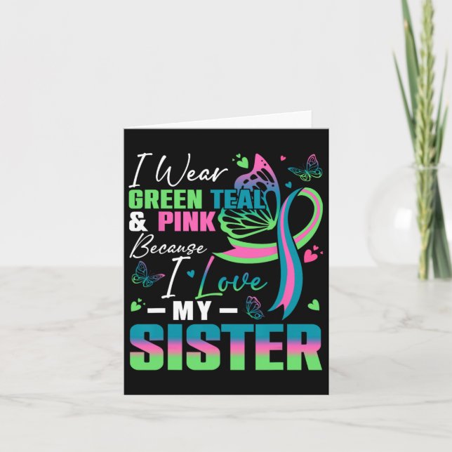 Carte Je Porte Le Rose Turquoise Vert Parce Que J'Aime M (Devant)