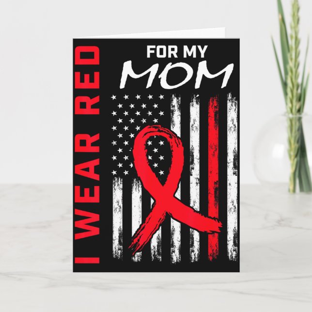 Carte Je Porte Rouge Pour Ma Mère Drapeau De Sensibilisa (Devant)