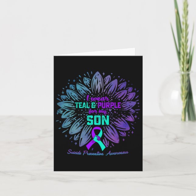 Carte Je Porte Turquoise Et Violet Pour Mon Fils Suicide (Devant)
