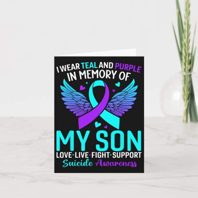 Carte Je Porte Turquoise Et Violet Pour Mon Fils Suicide (Devant)