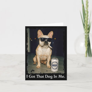 Carte Je possède un chien bouledogue français qui fume