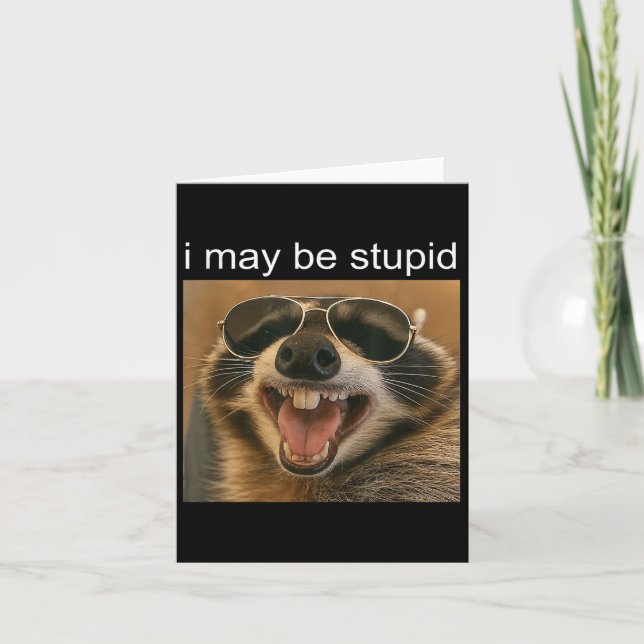 Carte Je Pourrais Être Stupide Drôle Raccoon Dank Meme G (Devant)