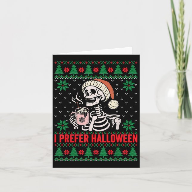 Carte Je Préfère Halloween Noël Sweater Funny Holiday (Devant)