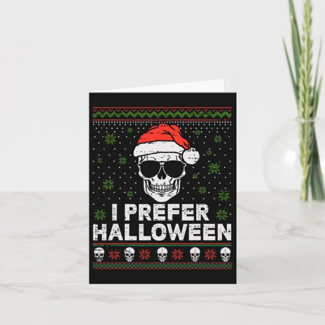 Carte Je Préfère Halloween Sweater de Noël Funny Ugly Xm (Devant)