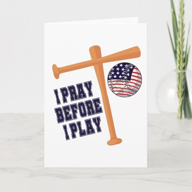 Carte Je prie avant de jouer au baseball (Devant)