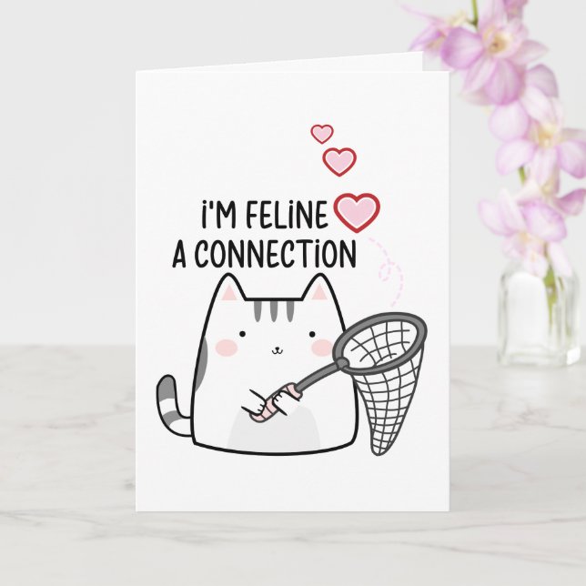Carte Je ressens une connexion Saint Valentin chats cœur (Orchidée)