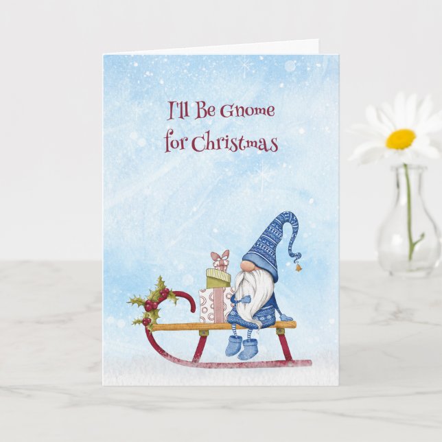 Carte Je serai Gnome pour Noël Punny personnalisable (Petite plante)