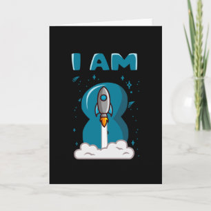 Carte JE SUIS 8 ANNÉE 8e anniversaire Boy Space Annivers