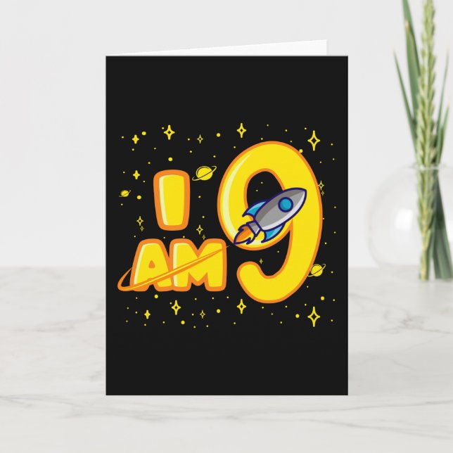 Carte JE SUIS 9 ANS 9 Ans Boy Space Anniversaire (Devant)
