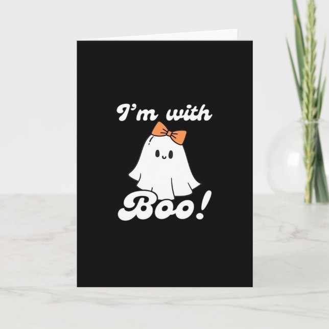 Carte Je suis avec Boo drôle style rétro (Devant)