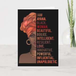 Carte Je suis Ayana femme noire Mois de l'histoire de la